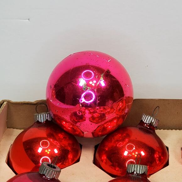 Lot of 12 Vtg Large Shiny Brite Mercury Glass Pink Christmas Ornaments Holiday - Picture 6 of 12